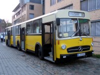 Erwischt im Straßenbahnmuseum: Der Stuttgarter Gelenkbus.