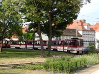 Eine Gleisschleife in der Nähe des Erfurter Domes.