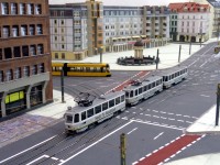 Die silberne Stadtrundfahrt vom Typ T6A2 am Albertplatz